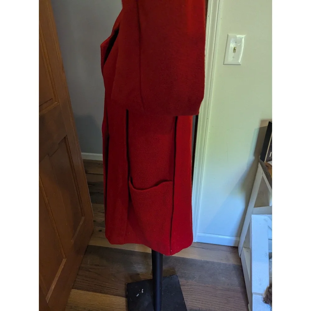 Vintage Shari Love Red Wool Blend Double Breasted‎ Coat Classic Pocket Winter